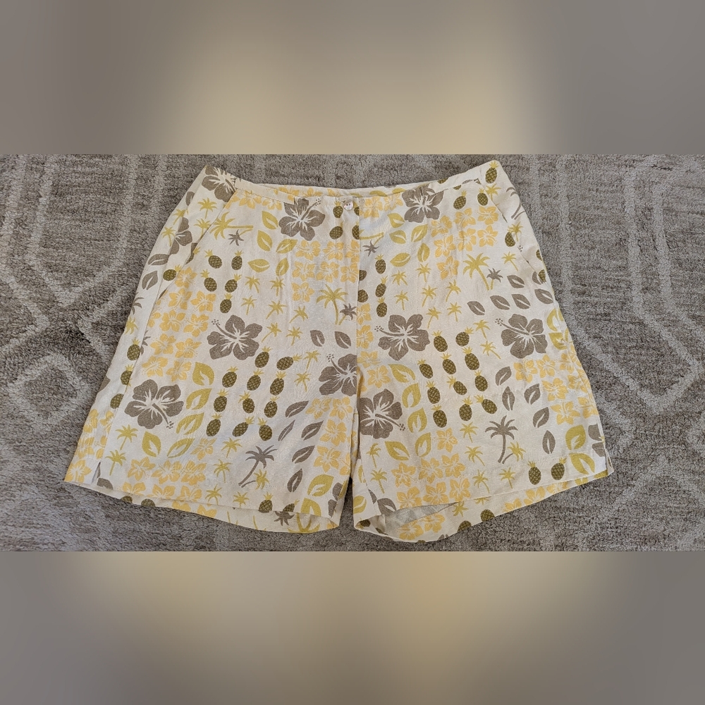 Tommy Bahama Yellow and Brown Floral Women's Shorts